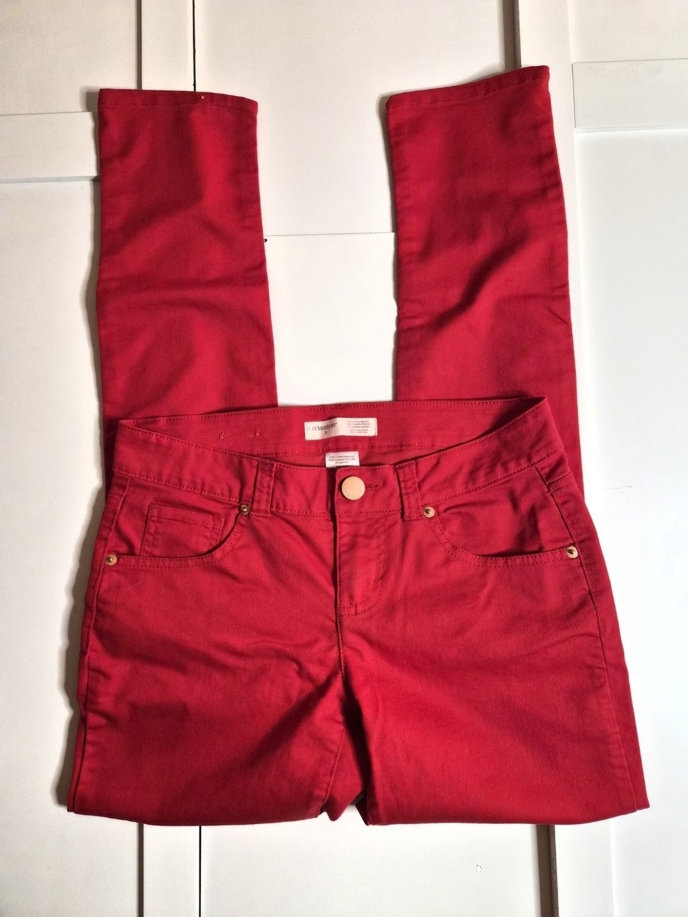 No Boundaries Bright Red Colored Skinny Jeans Size Juniors 7 EUC #0004